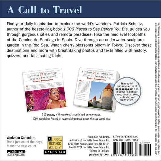 1000 Places To See Before You Die Box 2025 Calendar